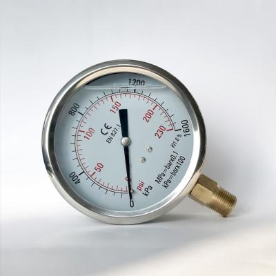 China 1600kPa 100mm Stainless Steel Pressure Gauge Manometer Glycerine Filled Pressure Gauge for sale