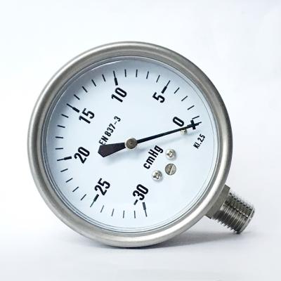 China -30 CmHg Capsule Low Pressure Gauge 316 SS Bellows Manometer Radial Mount for sale