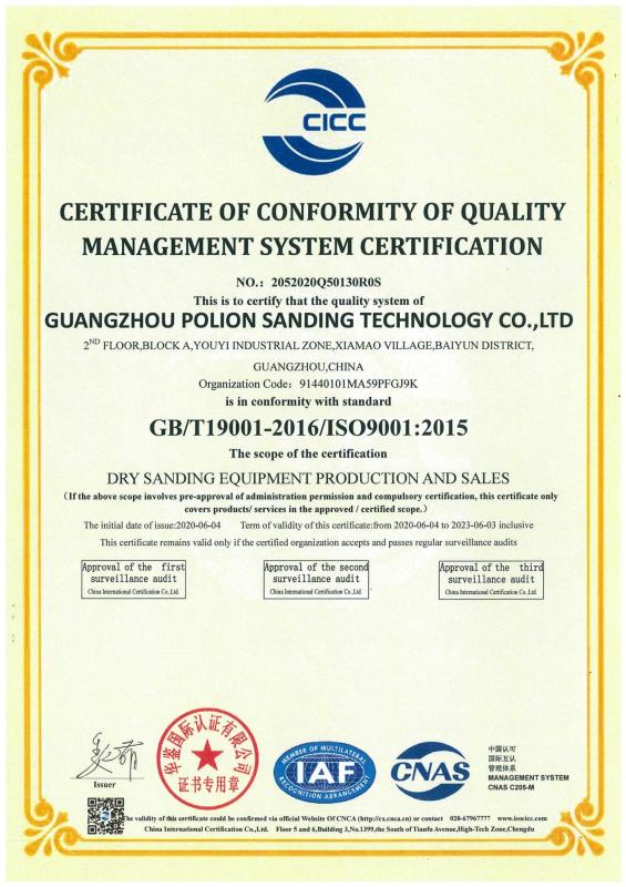 ISO9001 - Polion Sanding Technology Co., LTD