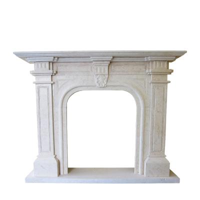 China Sunny Gold Yellow Marble Traditional Fireplace for sale