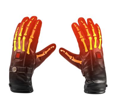 China Leather Men Electric Rechargeable Heated Gloves For Outdoor Sports Skiing for sale