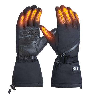 China 7.4V Battery Rechargeable Heated Gloves Black Winter Snow Proof for sale