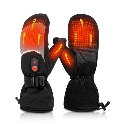 China Winter Warming Skiing Rechargeable Heated Gloves Mittens Black Adult Waterproof Anti Slip for sale