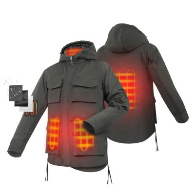 China Winter Electric Heated Jacket Carbon Fiber Softshell Waterproof Down Jacket With Hoodie for sale