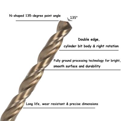 China Metric M35 Cobalt Steel HSS Twist Drill Bits Straight Shank Spiral Flute Type for sale