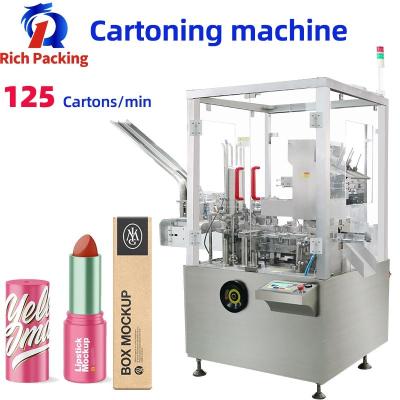 Chine machine à emballer automatique de la boîte 120L pour le cartonneur vertical cosmétique de rouge à lèvres à vendre