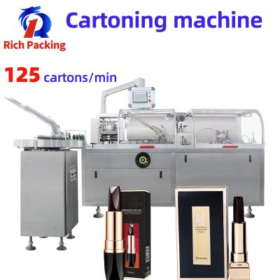 China 125 Carton / Min Full Automatic Lipstick Cartoning Pack Machine for sale