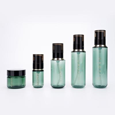 China 30ml 90ml 110ml 130ml Black Pump And 30g Cream Jar Skincare Cosmetic Plastic Bottles for sale