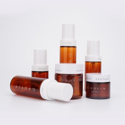 China Amber Cosmetic Plastic Bottles PET Skincare Packaging Non Toxic Odorless for sale