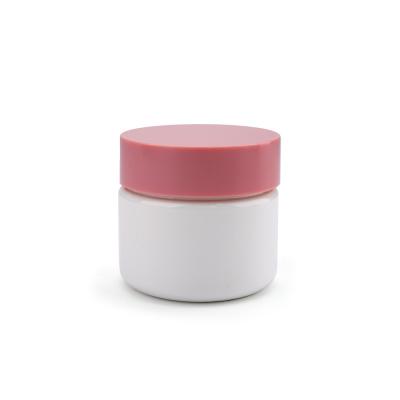 China 3 Oz 2 Oz 1 Oz Plastic Cosmetic Jars / PET Cream Jar 30ml With Pink Cap for sale