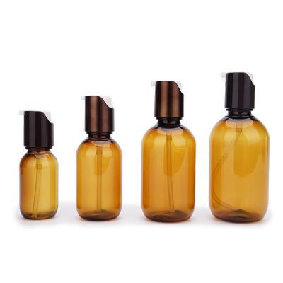 China 30ml 60ml 130ml Plastic Lotion Bottle Amber Color Screen Printing for sale