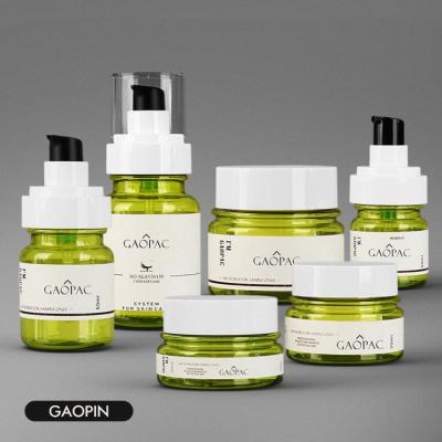 China 40ml 50ml 130ml Green Plastic Lotion Bottle Luxury Cosmetic Packaging Set for sale