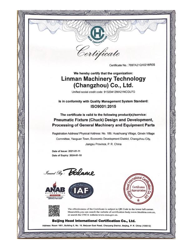 ISO9001:2015 - Lingman Machinery Technology (Changzhou) Co., Ltd.