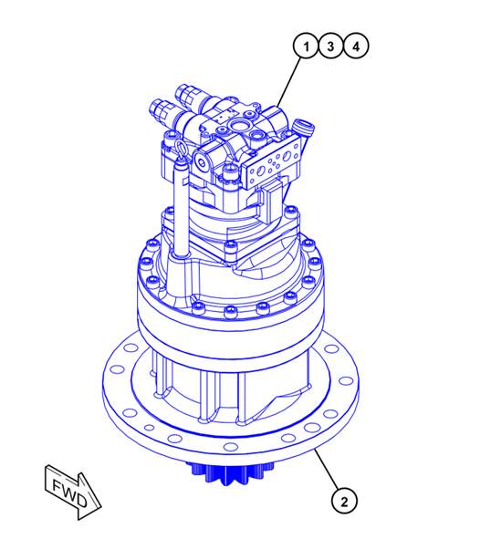Travel motor parts breakdown diagram