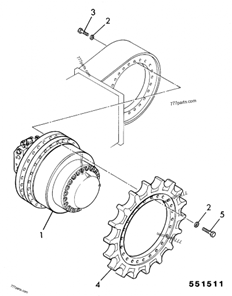 Travel motor parts breakdown diagram