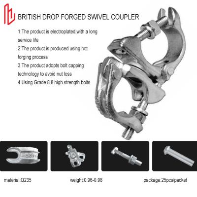China British Drop Forged Swivel Coupler BS1139 EN74 Standard Scaffold Swivel Coupler for sale