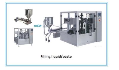 China 4kw Liquid Sachet Filling Machine Sealing 1500g Pre Made Bags Packing for sale