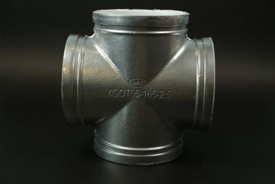 China Silver Lined 4 way elbow pipe fitting Ductile iron Grooved for sale