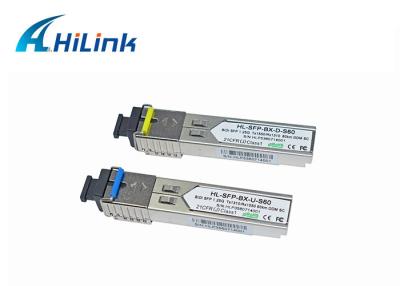 China 1.25G 1310/1550nm Bidirectional Fiber Optic SFP Transceiver Module Single Mode DOM With SC/LC Connector for sale