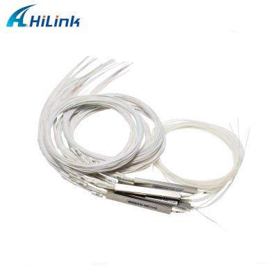 China Optical Fiber PLC Splitter WDM Solution 1*2/4 Steel Tube Type 0.9mm Bare Fiber Hilink for sale