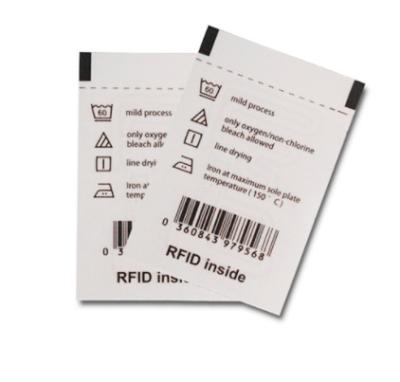 China Polyester Programmable RFID Care Label R6P 960MHZ Frequency for sale