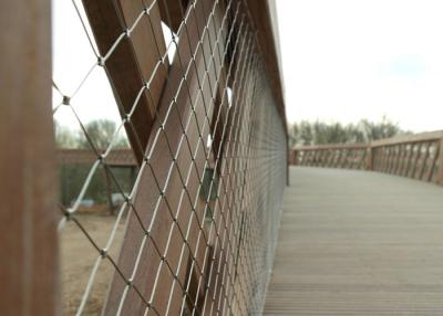 China Stainless Steel Wire Rope Mesh Fence , Rhombus Hole Ferruled Wire Cable Netting for sale