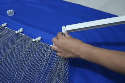 Китай Professional architectural aluminum hanging chain curtains metal sequin mesh drapery fabric 1.5 mm wrie 5*5 mm hole продается