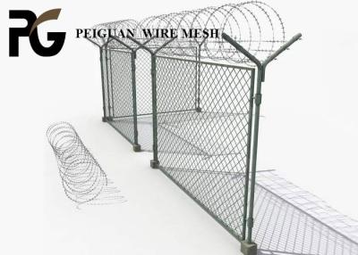 China Electric Galvanized Airport Security Fencing , Rust Proof Fence With Barbed Wire for sale