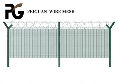 China 4mm Wire Green Airport Security Fencing Galvanized Steel Pipes for sale