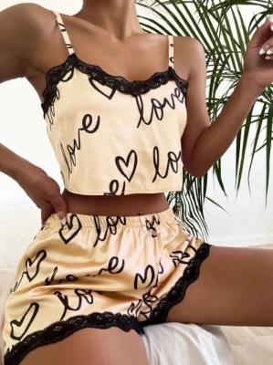 China House Wear Sexy Lingerie Sleepwear Ladies Heart Print Leisure Wear Lingerie Shorts Plus Size for sale