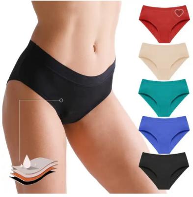 China Mid Waist Bamboo Menstrual Underwear Washable 4 Layer Reusable Sanitary Panties for sale