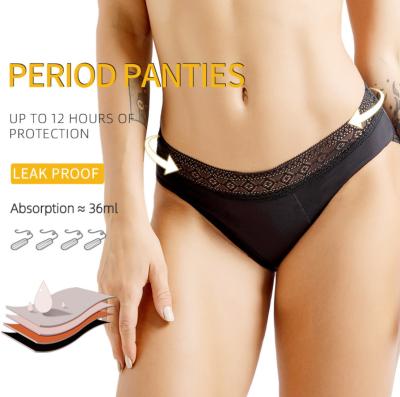 China Bragas menstruales del tamaño extra grande del cordón para las muchachas atractivas de 4 capas de la ropa interior pesada del flujo en venta