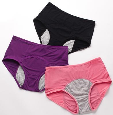 China Hot Sale Plus Size M-8XL 10 Colors Physiological Leak Proof Menstrual Panties 3 Layers Breathable Period Underwear for sale