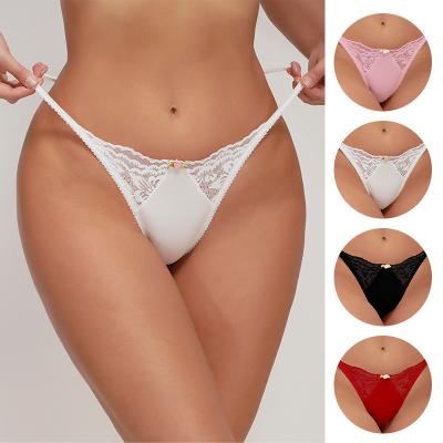 China Sexy Lace Underwear G String Thong Underwear Cheeky Lingerie Bikini Brief French Cutting String for sale