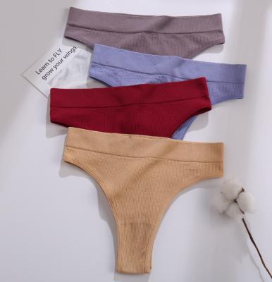 China Seamless G String Low Rise Sexy Underwear Thong Panties Female Underpants Solid T-Back for sale