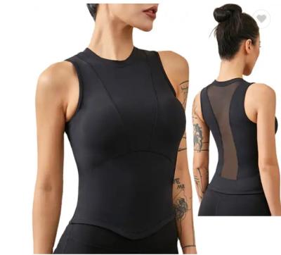 China Athletic Fitness Sportswear Womens Yoga Tank Tops Crop Hollow Out Mesh Shirts Vest Summer for sale