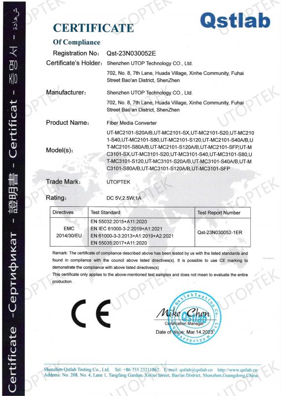 CE-EMC - Shenzhen UTOP Technology Co., Ltd.