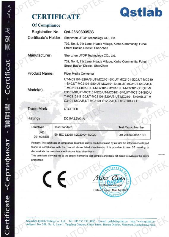 CE-LVD - Shenzhen UTOP Technology Co., Ltd.