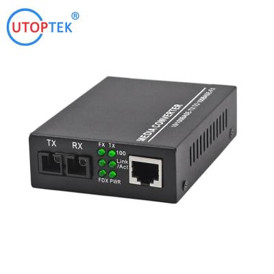 China 1X 10/100 base-Tx to 1X 100base-Fx (1310nm SMF 20km Dual SC) Unmanaged fast Ethernet Fiber Media Converter for sale