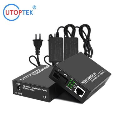 China UTOPTEK Brand Fiber Optic Network Ethernet Media Converter Electric to Fiber Converter SC 20km to RJ45 media converter for sale