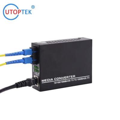 China 10 100 1000m multi mode SC 850nm 550m Ethernet Fiber Optic Media Converter for sale