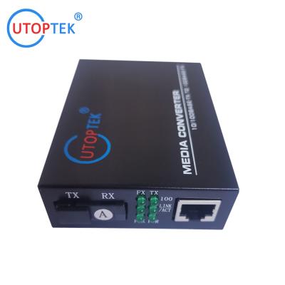 China 10/100Mbps Fiber media converter 20km single SC fast Ethernet RJ45 to Fiber Media Converter for CCTV Network security for sale