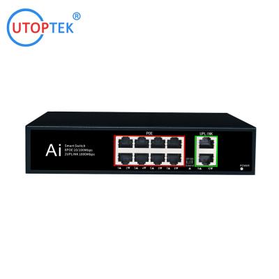 China 10/100M 8ports POE+2x1000M UPlink IEEE802.3af/at POE Etherent switch for IP Camera/phone Network switch for sale