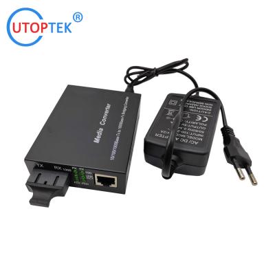 China 10/100/1000Mbps MultiMode dual SC 850nm 550m Fiber media converter with DC5V power supply for sale