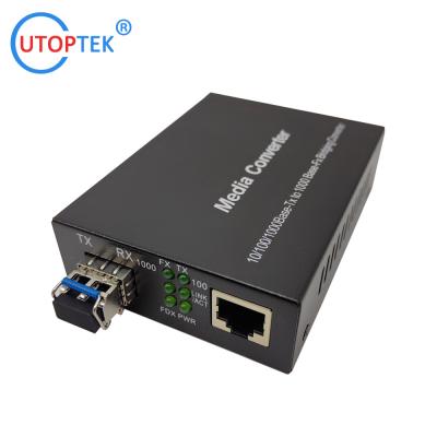 China 10/100/1000Mbps RJ45 to SFP media converter with DC5V power supply for sale