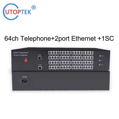 China 64ch fxs/fxo phone mux telephone over fiber multiplexer voice extender with 2port Ethernet for sale