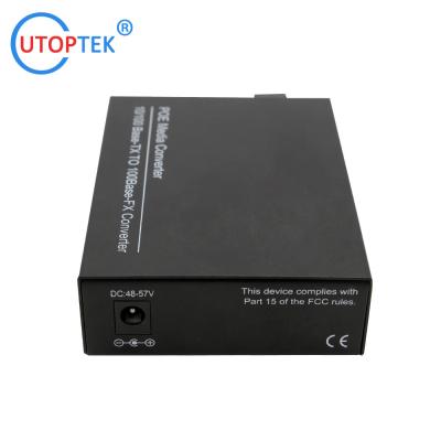 China 10/100M POE 30W media converter Multimode dual SC 850nm 550m with DC52V power for CCTV poe IP Camera using for sale