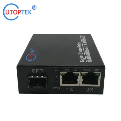 China 10/100/1000Mbps 2port RJ45+1port SFP/SC fiber ethernet media converter switch normal switch for sale