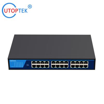 China 10/100/1000Mbps 24port Gigabyte LAN RJ45 Network Ethernet Hub Switch with best factory price for sale