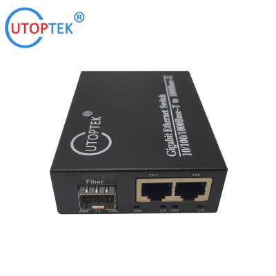 China universal Fiber Ethernet Switch 2*10/100/1000Base-Tx to 1*1000Base-Fx SFP Fiber media converter for sale